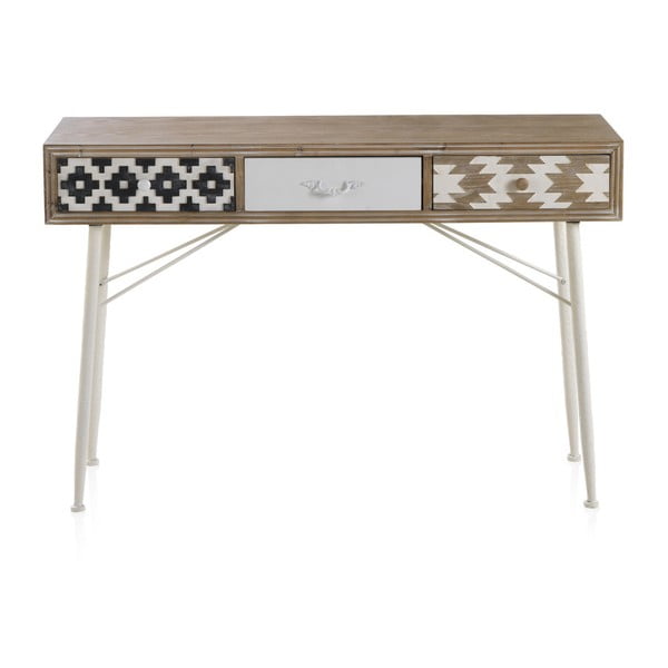 Konzolni stol s crno-bijelim detaljima i tri ladice Geese Rustico Geometric-image-3