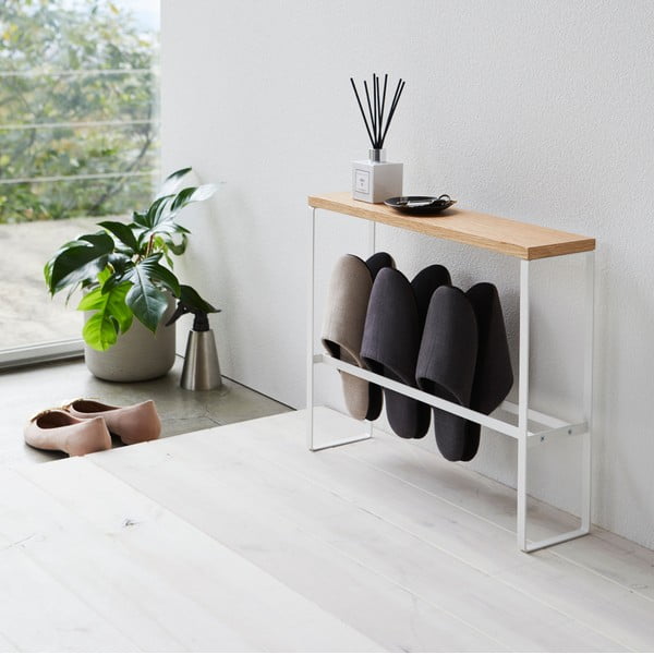 Bijeli/u prirodnoj boji metalni stalak za papuče Tower – YAMAZAKI-image-1