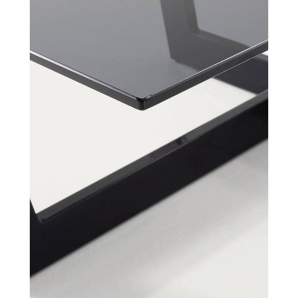 Crni stolić za kavu sa staklenom pločom stola 70x120 cm Plam – Kave Home-image-4