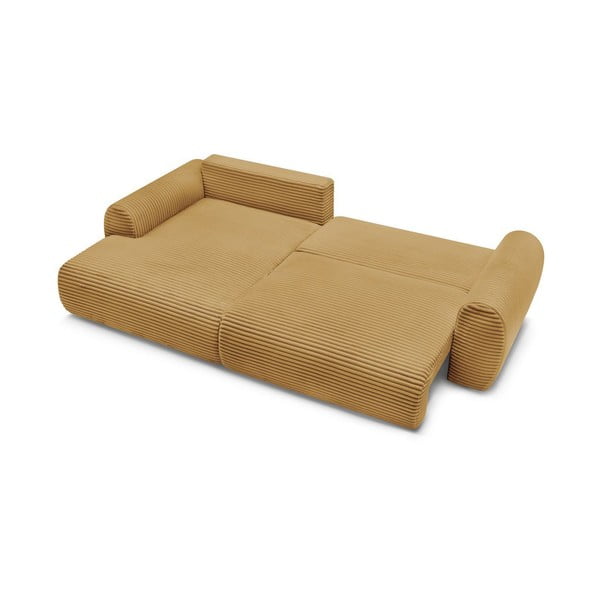 Senf žuta sklopiva kutna garnitura od samta (s lijevim kutom) Lucien – Bobochic Paris-image-4