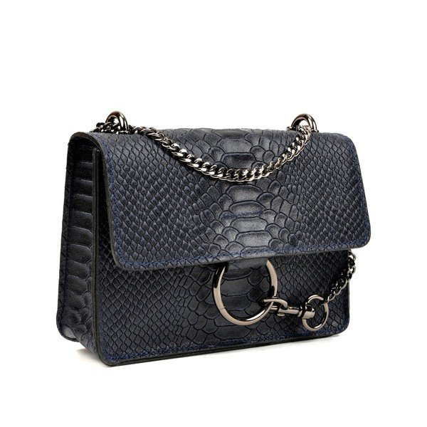 Tamnoplava kožna pismo torba Carla Ferreri Bella-image-2