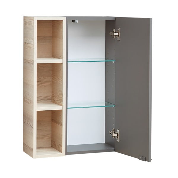 Sivi/u prirodnoj boji zidni kupaonski ormarić u dekoru bora 70x45 cm Quickset 394 – Pelipal-image-2