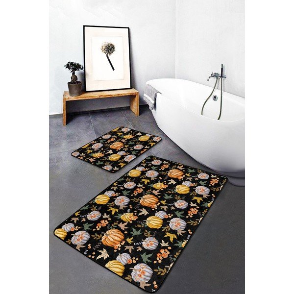 Crno-narančaste kupaonske prostirke u setu 2 kom 60x100 cm – Mila Home-image-3