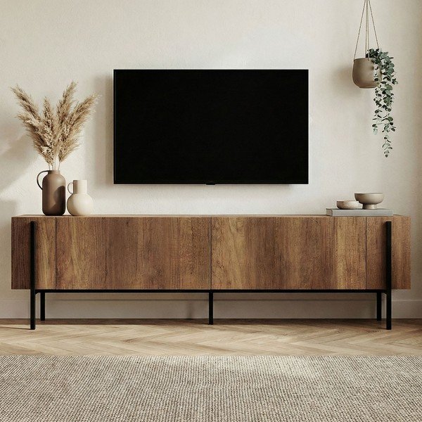 TV komoda u dekoru oraha u tamnoj prirodnoj boji 180x45x30 cm Nexus – Kalune Design-image-3