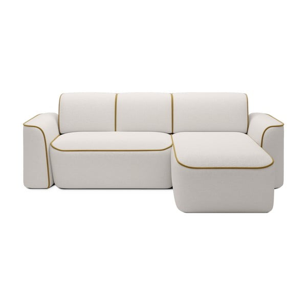 Žuta /krem kutna garnitura od bouclé tkanine (s desnim kutom/s ležaljkom) Ume – ELTAP