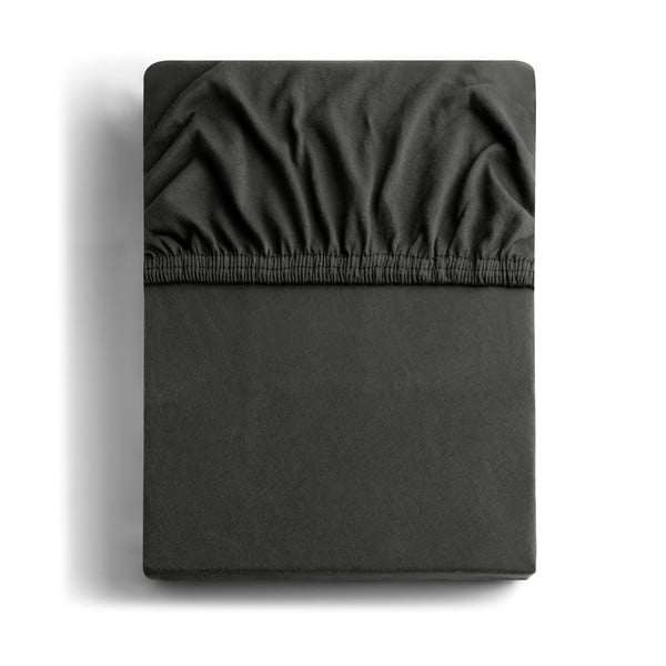 Tamno siva elastična pamučna posteljina DecoKing Amber Collection, 100/120 x 200 cm