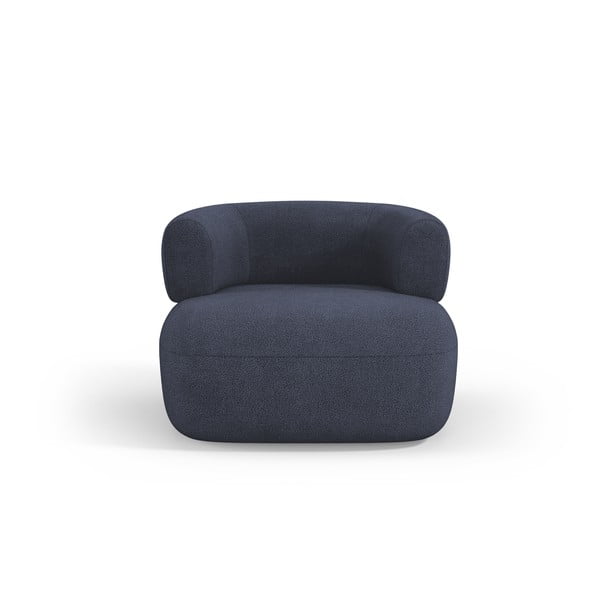 Tamno plava fotelja od bouclé tkanine Jenny – Micadoni Home