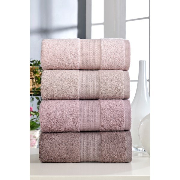Ružičasti pamučni ručnici u setu 4 kom 50x90 cm – Mila Home
