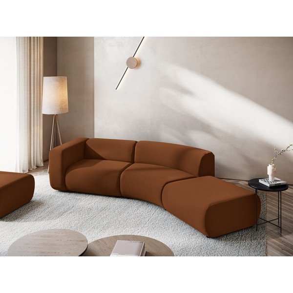 Narančasta/smeđa baršunasti ležaljka (s desnim kutom) Ekahi – Makamii-image-1