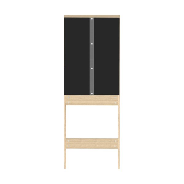 Crni visoki kupaonski ormarić u dekoru hrasta iznad perilice/wc školjke 64x179 cm Kube - TemaHome -image-4