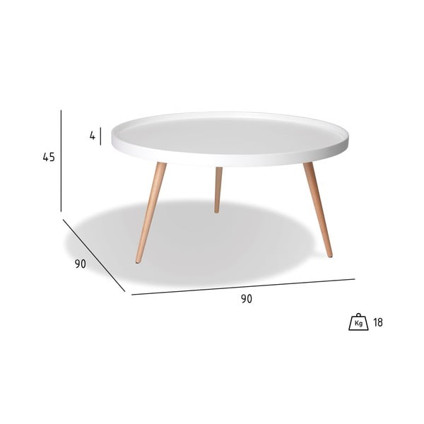 Bijeli stolić s bukovim nogama Furnhouse Opus, Ø 90 cm-image-4