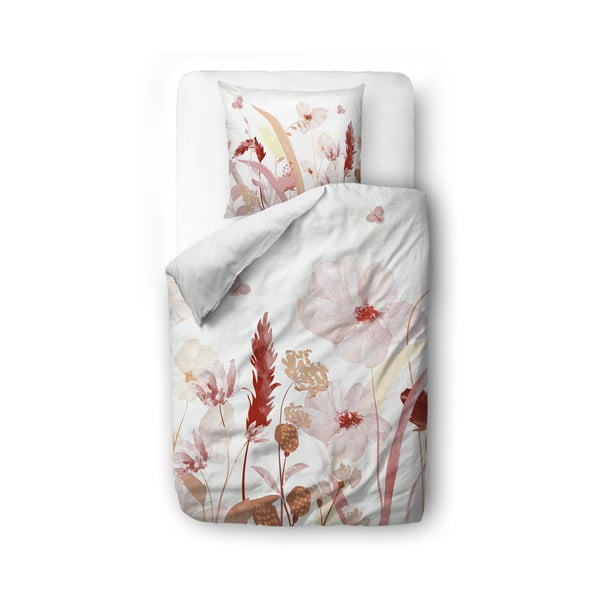 Bijelo-ružičasta posteljina za krevet za jednu osobu od pamučnog satena 140x200 cm – Butter Kings