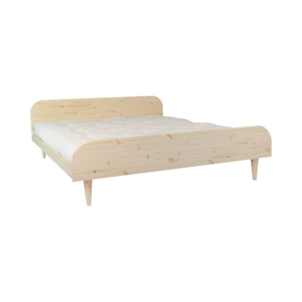 Bračni krevet od borovine s Karup Design Twist Comfort Mat Natural Clear / Natural madracem, 140 x 200 cm