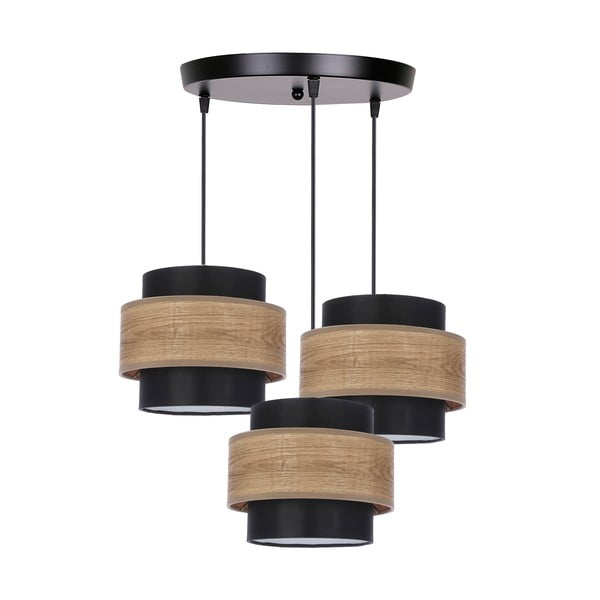 Crna/u prirodnoj boji viseća svjetiljka s tekstilnim sjenilom ø 20 cm Twin – Candellux Lighting
