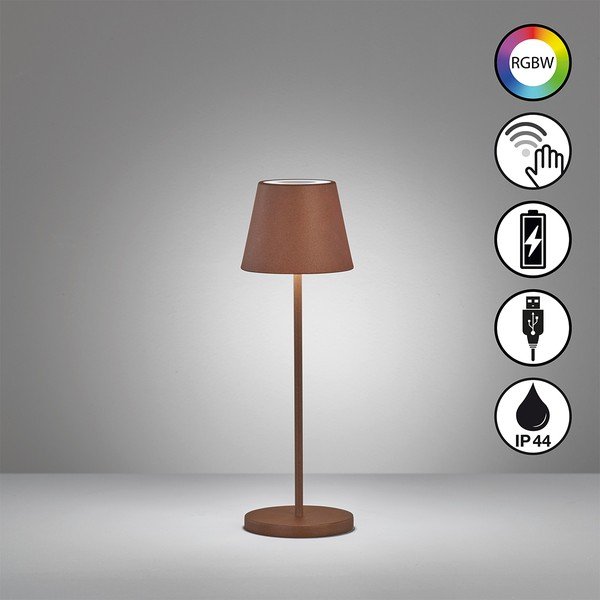 Smeđa LED stolna lampa s metalnim sjenilom (visina 34 cm) Cosenza – Fischer & Honsel-image-2