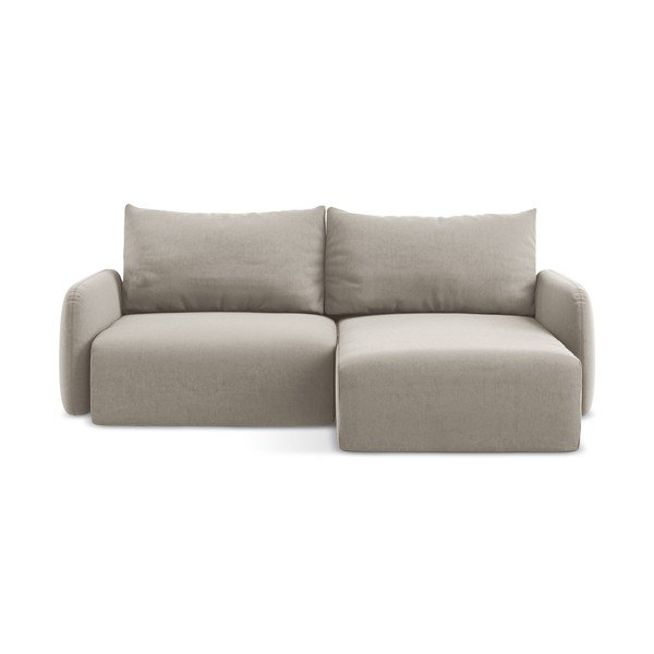 Smeđe-siva baršunasti sklopiva/s prostorom za odlaganje kutna garnitura (s desnim kutom/s ležaljkom) Kalena – Makamii