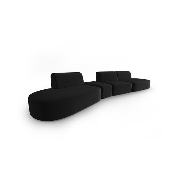 Crna baršunasti sofa s lijevim kutom 428 cm Paolo – Milo Casa-image-2