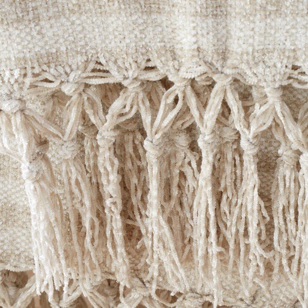 Bež deka od samta 130x170 cm Stripe Chenille – Catherine Lansfield-image-1