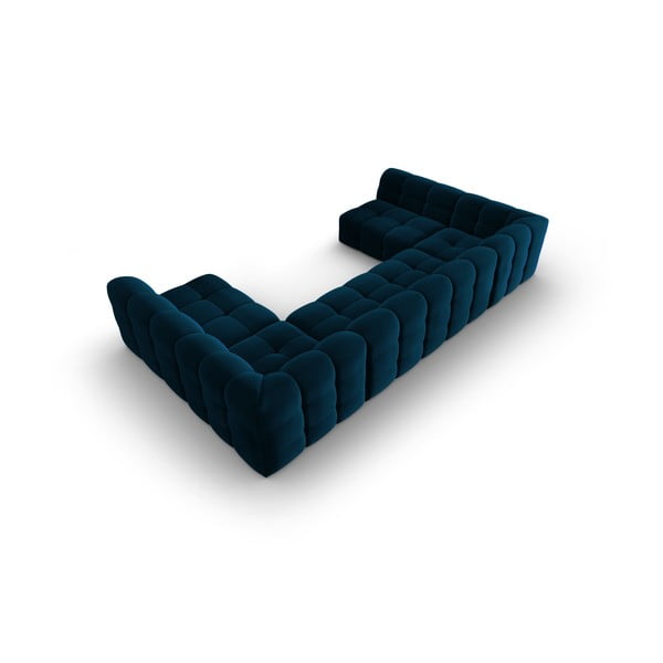 Tamnoplava baršunasta kutna garnitura (u obliku slova "U") Kendal - Micadoni Home-image-4