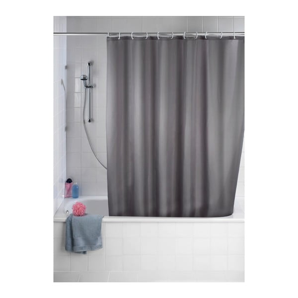 Siva zavjesa za tuš s obradom protiv gljivica Wenko, 180 x 200 cm-image-1