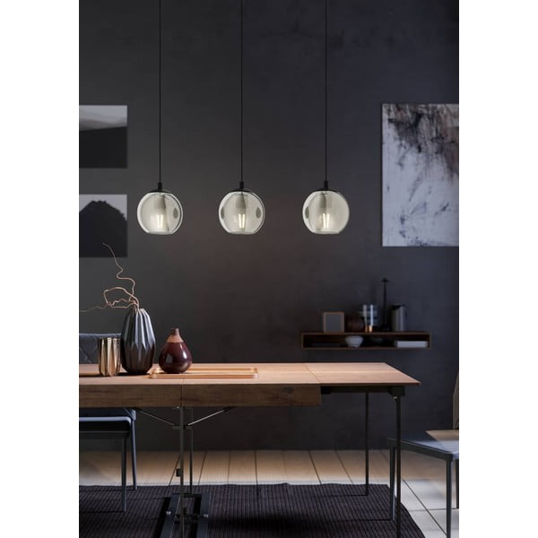 Crna viseća svjetiljka sa staklenim sjenilom ARISCANI – EGLO-image-1