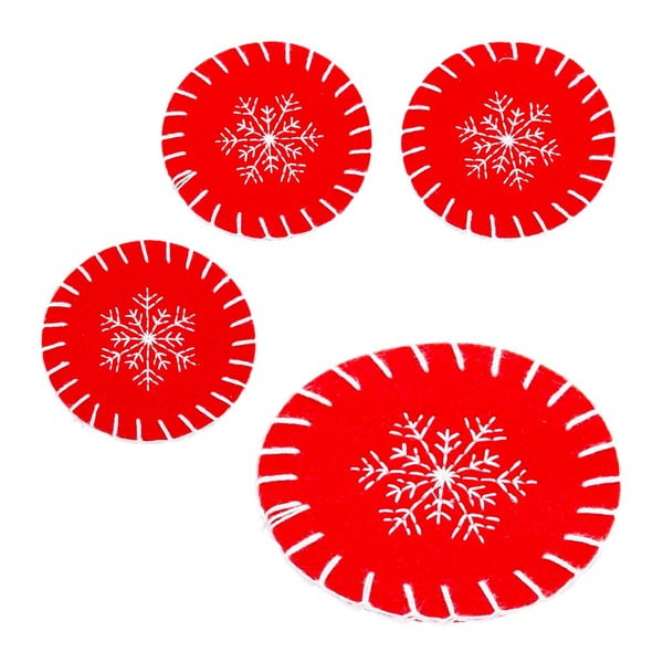 Crveni podmetači za čaše u setu 4 kom s božićnim motivom – Casa Selección-image-1