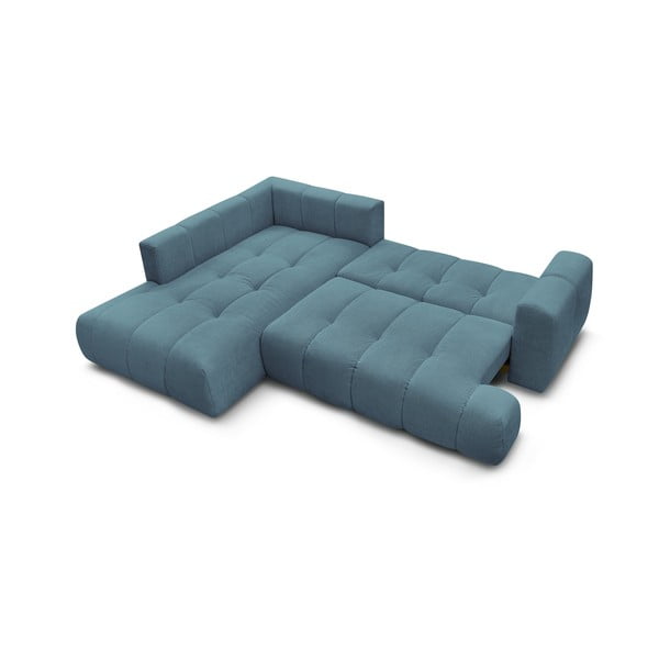 Plava sklopiva/s prostorom za odlaganje kutna garnitura (s lijevim kutom/u obliku slova L) Fuji – Bobochic Paris-image-4