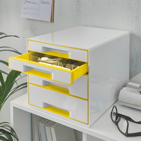 Bijelo-žuta kutija s ladicama Leitz WOW CUBE, 4 ladice-image-1