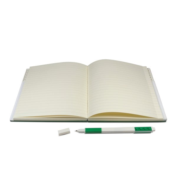 Zelena kvadratna bilježnica s gel olovkom LEGO®, 15,9 x 15,9 cm-image-1