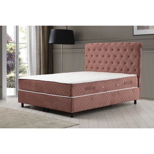Ružičasti boxspring krevet s prostorom za odlaganje 140x200 cm Sonata – Kalune Design-image-1