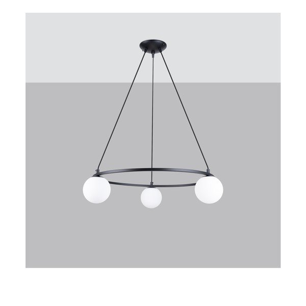 Bijela/crna viseća svjetiljka sa staklenim sjenilom Umerta – Sollux-image-3