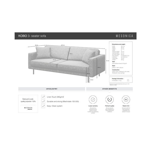 Siva sofa 207 cm Kobo – MESONICA-image-4