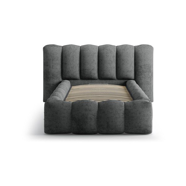 Tamno sivi tapecirani krevet s prostorom za odlaganje s podnicom 90x200 cm Lupine – Micadoni -image-3