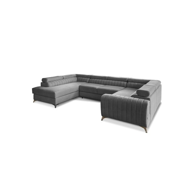 Tamno siva sklopiva/s prostorom za odlaganje kutna garnitura (s lijevim kutom/u obliku slova "U") Louis – ELTAP