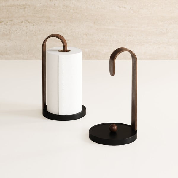 Crni drveni stalak za papirnate ručnike ø 17 cm Bellwood – Umbra-image-1