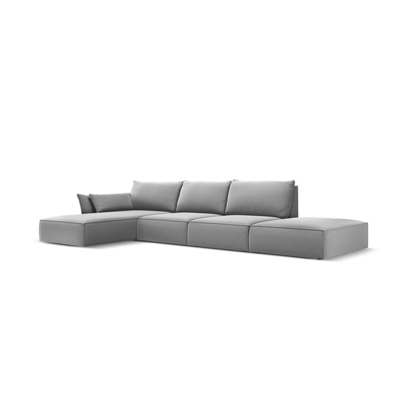 Svijetlo siva baršunasti kutna garnitura (s lijevim kutom/s ležaljkom) Vanda – Mazzini Sofas-image-2