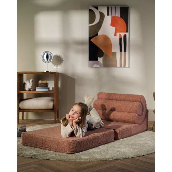 Ružičasta dječja fotelja od bouclé tkanine Flipster – Wigiwama-image-4