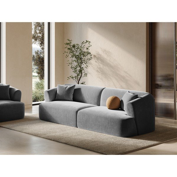 Svijetlo siva baršunasti sofa 255 cm Campi – Cosmopolitan Design-image-1