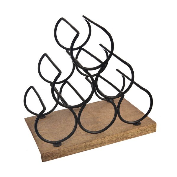Drveni/metalni stalak za vino broj boca 6 kom Black – Orion