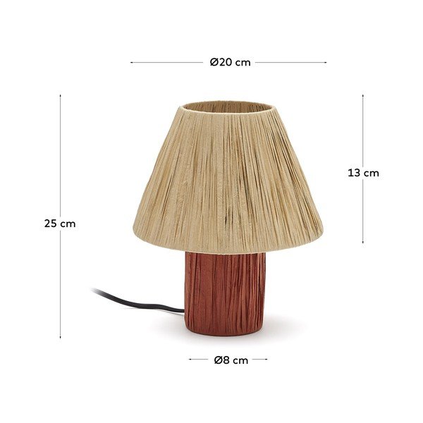 Stolna lampa u prirodnoj boji/boja terakote (visina 25 cm) Pulmi – Kave Home-image-4