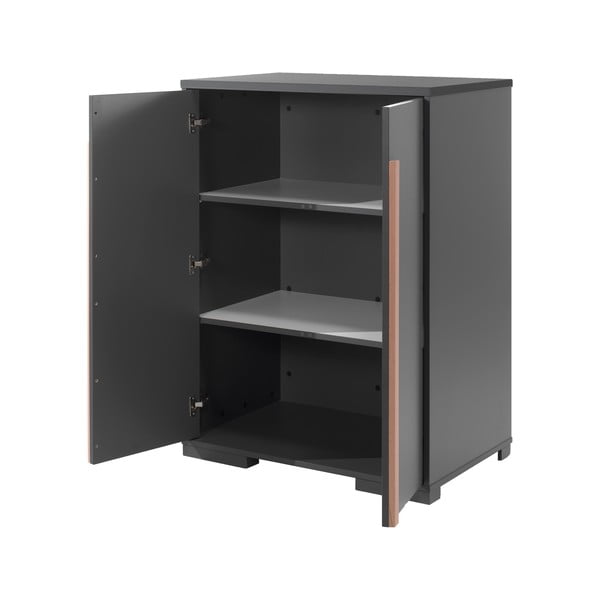 Tamno sivi dječji ormarić uz podignuti krevetić Vipack London-image-2