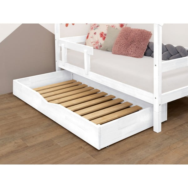 Bijela drvena ladica ispod kreveta s podnicom i punim dnom Benlemi Buddyn, 90 x 160 cm