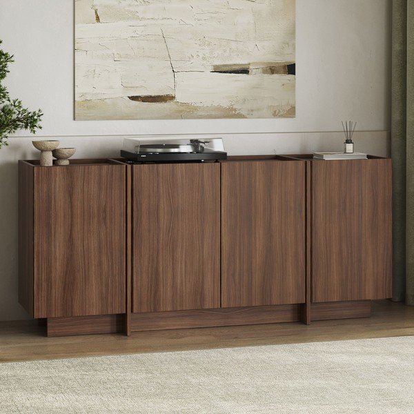 Komoda u dekoru oraha s rupom za kabele u tamnoj prirodnoj boji 180x80x45 cm Dorma – Kalune Design-image-4