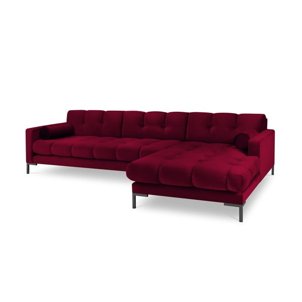 Crvena baršunasta kutna garnitura Cosmopolitan Design Bali, desni kut-image-2