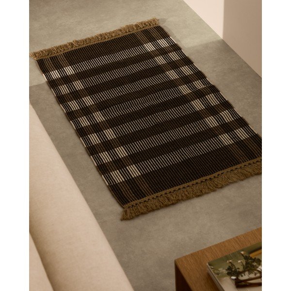 Crni obostrani/ručno rađen tepih 60x90 cm Barani – Kave Home-image-1