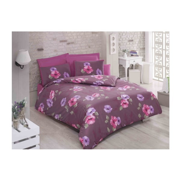Pamučna posteljina s plahtama i 2 jastučnice za bračni krevet Viored, 200 x 220 cm