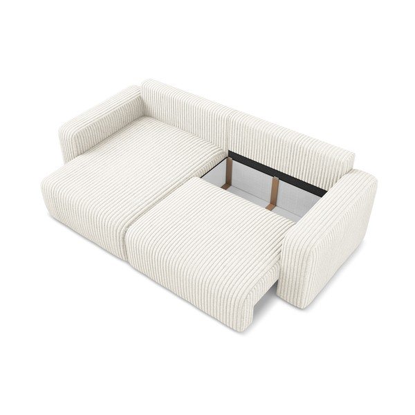 Krem sklopiva/s prostorom za odlaganje kutna garnitura od samta (s lijevim kutom/s ležaljkom) Kona – Makamii-image-4
