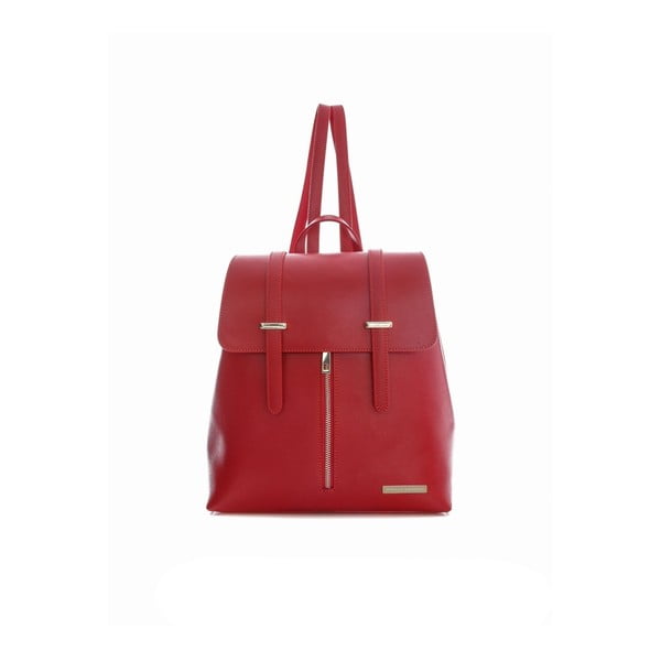 Crveni kožni ruksak Sofia Cardoni Tefe
