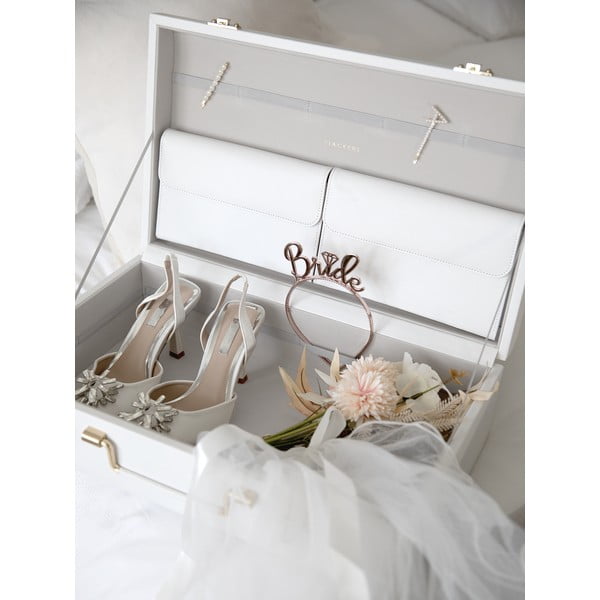 Bijela dekorativna kutija za pohranu od imitacije kože 50x30x15 cm – Stackers-image-4