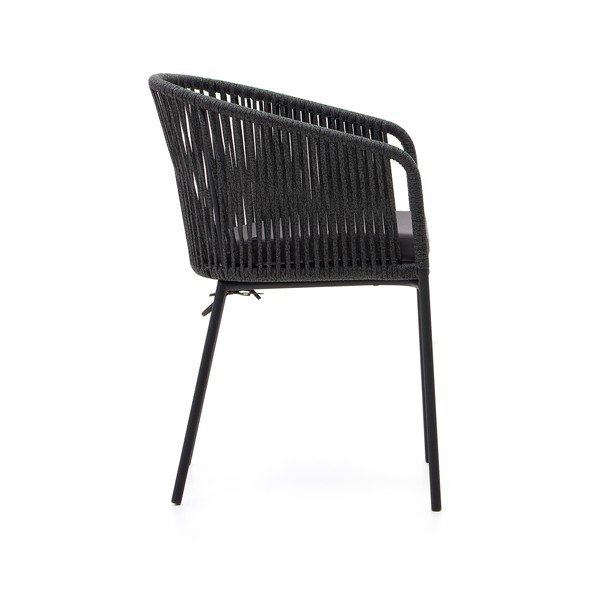 Crna metalna/podstavljena vrtna stolica Yanet – Kave Home-image-3